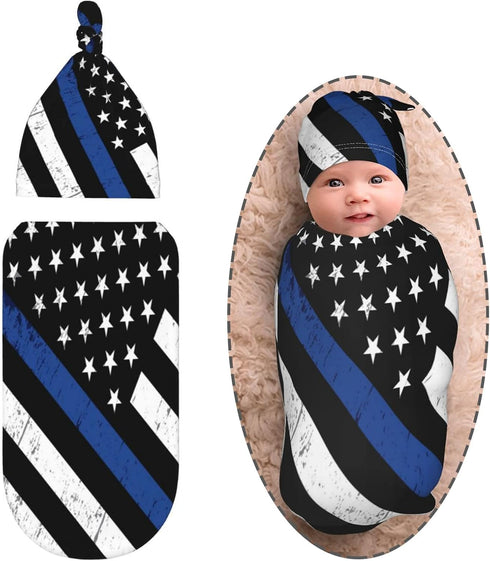 Socira Newborn Swaddle Blanket With Matching Beanie Hat Set Receiving Wrap Baby Blanket
