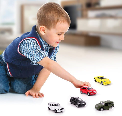 Die Cast Metal Toy Cars Set of 5 - Openable Doors Pull Back Car Gift Pack for Kids