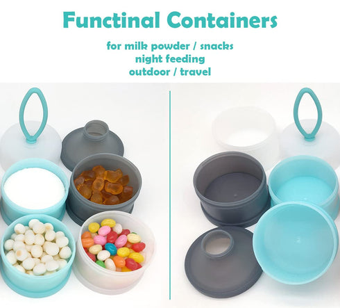 Baby Formula Dispenser Container, Portable Milk Powder Dispenser, Non-Spill Stackable Storage, BPA Free, 4 Compartments