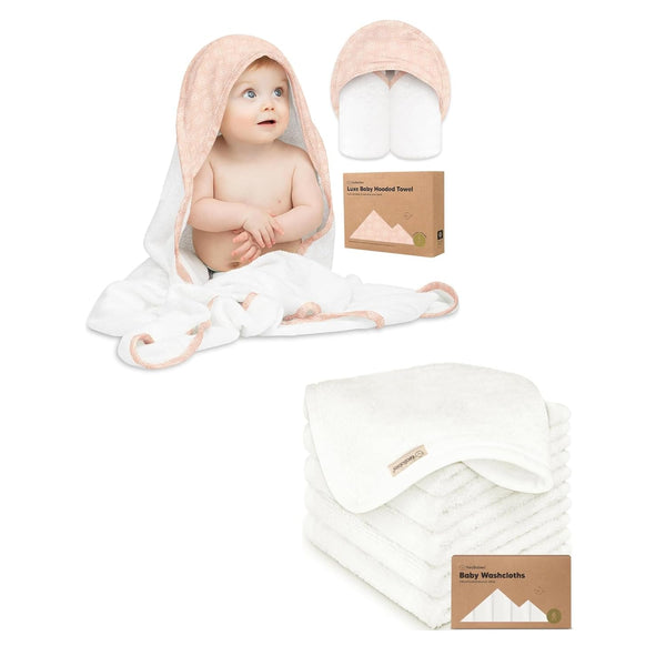 KeaBabies Baby Hooded Towel and Baby Washcloths for Newborn, Kids - Soft