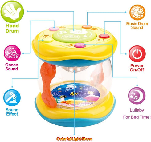 WEofferwhatYOUwant Set of 3 Music Toys - Trumpet, Drum, and Harp with Batteries for Baby Learning