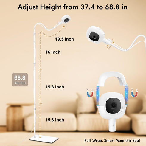 wochel Floor Stand for Nanit Pro Baby Monitor, Nanit Stand with Adjustable Height and Heavy-Duty Stable Base, Full