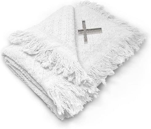Fastasticdeals Custom Embroidery Nursery Bedding Baby Blankets for Boys & Girls Cross Silver