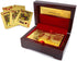 Luxury 24K Gold Foil Poker Playing Cards with Wooden Box, Waterproof Cards for Party, Camping, Birthday Gift