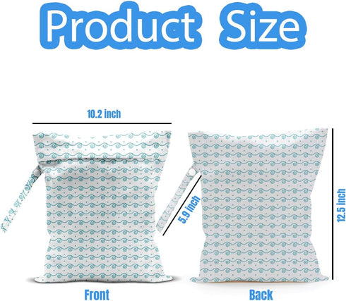 Summer Wet Dry Bag, Wet Bag for Swimsuit, Travel, Beach, Pool, Diapers, Dirty Yoga Gym Clothes, Makeup Bag, Sea Waves
