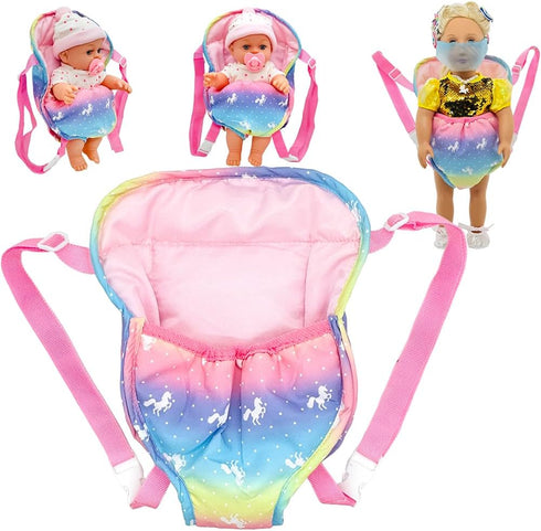 Ferberbears Backpack 12-18 Inch Doll Accessories Baby Doll Carrier Toys Baby Dolls for American OG Doll (Rainbow)