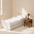 1:12 Dollhouse Miniature Bed with Drawer Wooden Furniture European Bedroom Bedding Furniture Accessories with Pillow