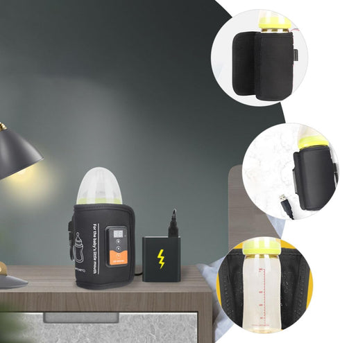 HONITANO USB Portable Bottle Warmer for Bottle Breast Milk Warm Wrap Adjustable Temperature with LCD Display Reusable
