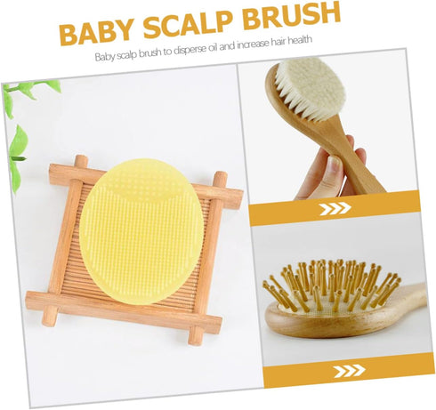 Set YARNOW Hair Brush and Comb Silicone Bath Scrubber for Newborns Soft Wool Brush for Delicate Scalp Care Shower Gift