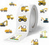 KOPTOP 1000PCS 2 10 Construction Vehicle Stickers Roll, Rolls Styles Self-Adhesive Stickers for Kids - Waterproof