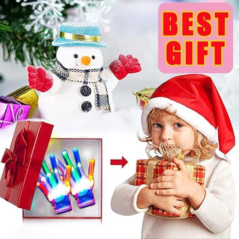 LED Light Up Gloves for Kids and Adults, Rainbow Easter Gifts, Cool Rave Toys for Halloween & Birthday Parties
