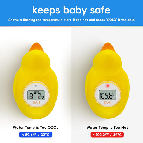 b&h Digital Duckling Baby Bath Thermometer, Infant Safe Floating Water Temperature Toy, BPA-Free, Easy to Read
