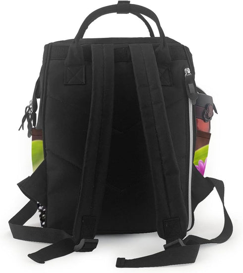 HCBPWVQA Backpack Daypacks Backpack Mommy Purple Flower with Black Stone Diaper Bag with Changing Pad and Pacifier