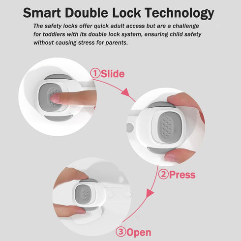 Child Proof Refrigerator Lock Pack, 6 Cabinet Locks Baby Proofing Straps for Kids Safety with 3M Adhesive