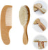 Set 2pcs Set ERINGOGO Bath Comb and Head Massage Brush for Newborns, Natural Wool Bristles with Wooden Handle, Scalp