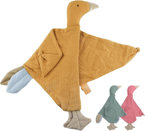 Security Blanket Loveys for Babies Boy Girl, Muslin Baby Lovey Security Blanket, Soft Organic Cotton Goose Lovey