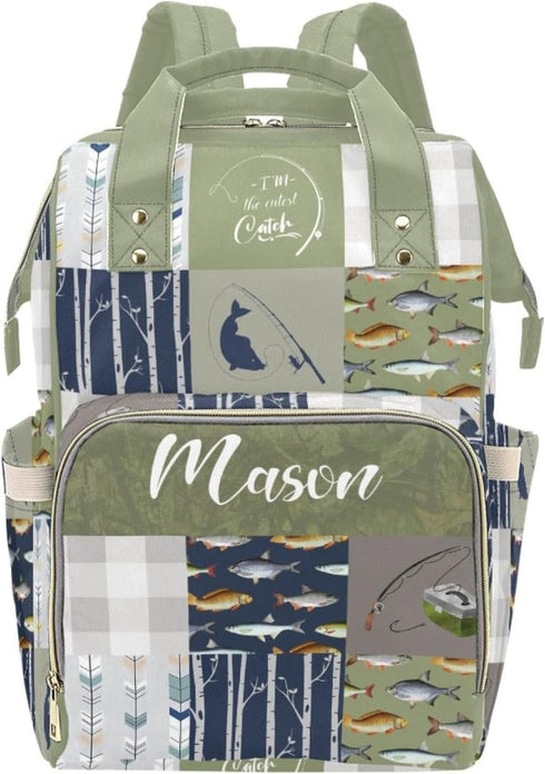 Noverbibi Custom Diaper Bag Backpack for Mom Fishing Personalized Name Large Nappy Nursing