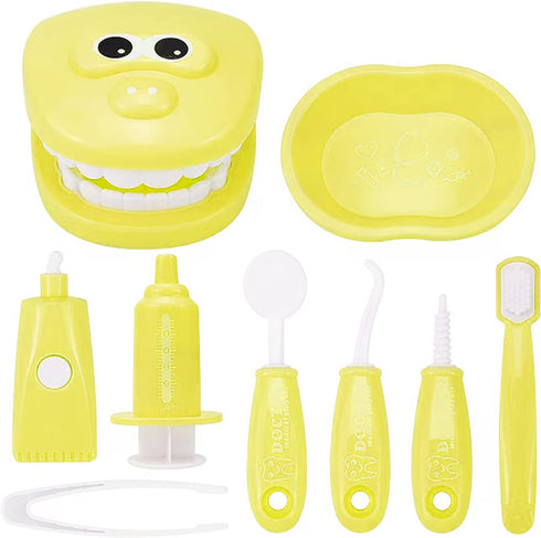 9Pcs/Set Dental Early Education Brushing Toys, Children Role Play Toy Crocodile Cartoon Tooth Brushing Model Preschool