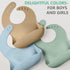 Set 3 Cuddle Campus of Silicone Bibs for Babies & Toddlers,Soft Adjustable Bibs with Pocket Food Catcher for Baby