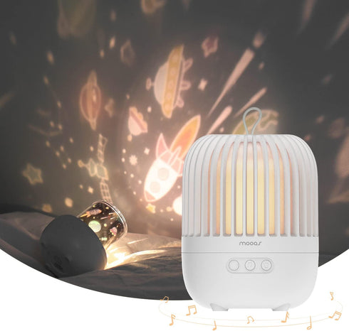mooas Rotating Projector Melody Nightlight (White), 360 Rotating Nightlight, Wonderland Night Light