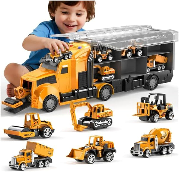 EoinMarie Construction Toy Trucks Set with Carrier Truck, Play Vehicles Set for 3