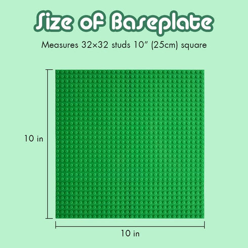 Lekebaby Classic Baseplates Building Plates, 100% Compatible with Major Brands, Pack of 6 Baseplates 10" x 10"