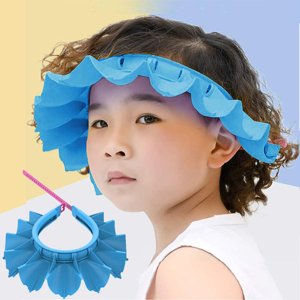 Baby Shower Cap Silicone Bathing Hat, Adjustable Kids Shower Cap for Toddler Children 1-12 Years Old