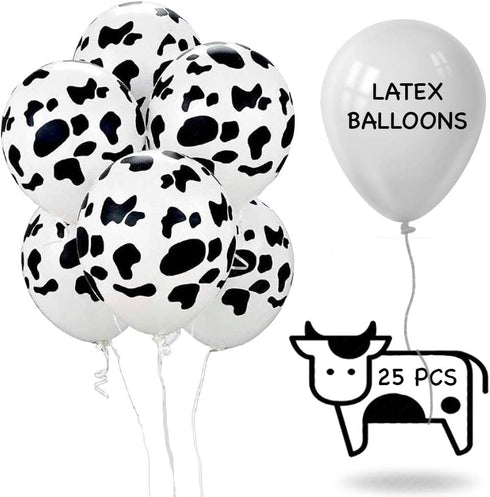 25 PCS Cow Balloons, Funny Cow Print Balloons for Cowboy Party Western Theme Birthday Decorations