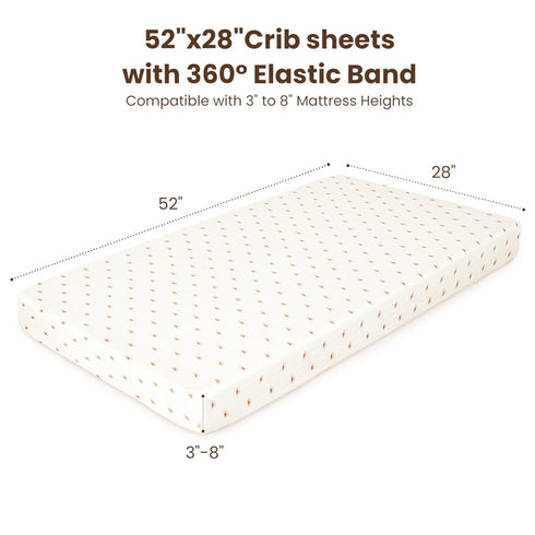 2 Pack, 52"x28" Konssy Muslin Crib Sheets for Boys, Soft Cotton Neutral Baby Sheets for Standard Crib Mattress (Camel