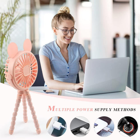 Keweis Stroller Fan - Mini Handheld Octopus With Flexible Tripod for Car Seat, Student Bed, Bike - USB Rechargeable