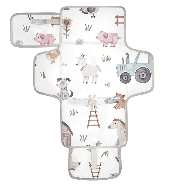WELLDAY Farm House Animals Portable Diaper Changing Pad - Waterproof Foldable Baby Diaper
