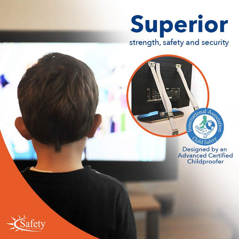Safety Innovations Heavy Duty TV and Furniture Straps, 2Pk, Black, Baby Proofing Anti Tip Straps