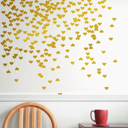 Amaonm 72 Pcs Removable Sparkling Gold Heart Wall Decals, DIY Peel and Stick Art Decor for Home Walls