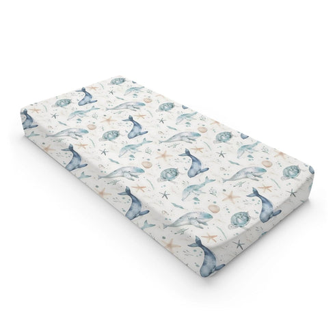 KuphiL10C Girls-16x32 Ocean Animals Baby Changing Pad Cover,Unisex Watercolor Sea Turtle Whales Starfish Nursery Diaper