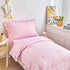 4 Set Set 1 1 +1 +1 Pieces Pink Toddler Bedding with Ruffle Fringe, Solid Color Toddler Bed - Toddler Comforter +