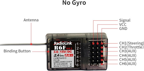 Radiolink R6F 2 2.4Ghz 6 RC4GS V3 RC6GS V3 RC8X PCS RC Car/Boat Receivers Channels Low Response Latency RC Training