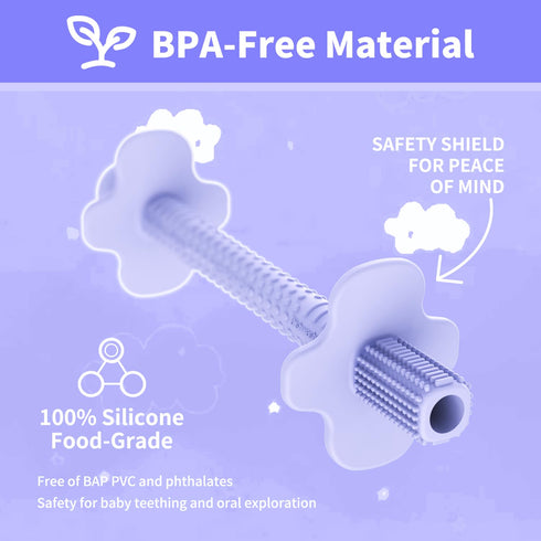 6-Pack 6-12 Silicone Teething Tubes for Babies Months, BPA-Free Non-Choking Teether Sticks Toys, Teething Relief Chew