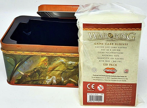 War of the Ring Second Edition Card Box and Sleeves – Theoden Version 120CT – Durable TTRPG TCG Storage, Sleeve Size 68