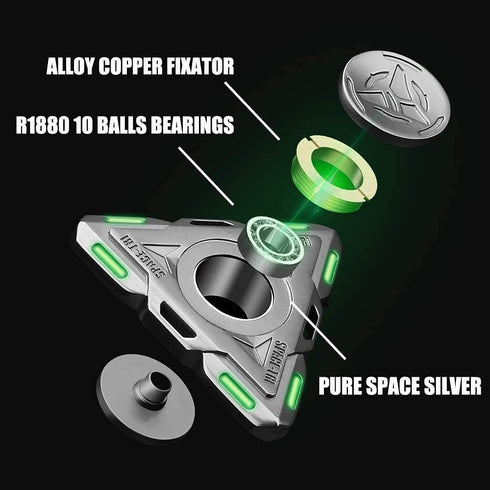 Spaceship Fidget Spinner - Glow In The Dark Spinning Toy, Metal Sensory Gadget, Best Gift for Kids & Adults