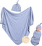 BubblePanda Rayon Made from Bamboo Newborn Swaddle Blanket Set with Matching Beanie, Super