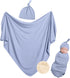 BubblePanda Rayon Made from Bamboo Newborn Swaddle Blanket Set with Matching Beanie, Super