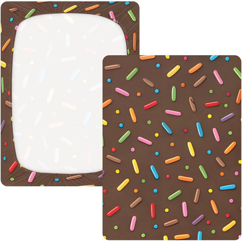 CZXW 52" 28" Chocolate Sprinkles Crib Sheets Fitted x Natural Cotton Soft & Breathable for Baby Crib Mattress