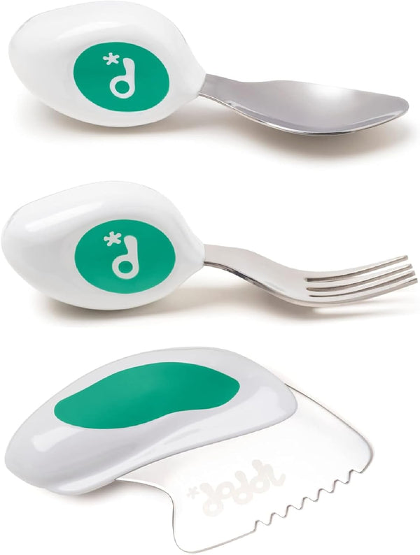 doddl Toddler Utensils, Ergonomic Fork Spoon and Knife Set for Self Feeding, Stainless Steel for 1-3 Year Olds