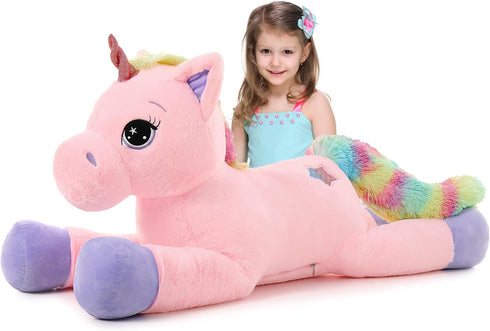 Tezituor 43in Giant Unicorn Plush Toys - Big Pink Unicorn Stuffed Animals, Great Gifts for Girls