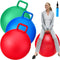 Lewtemi 3 Pcs 31 Inch Bouncing Balls with Handle - Outdoor Hopper Balls, Exercise Balls & Air Pump (Red, Blue, Green)