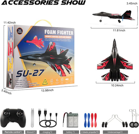 SU27 2.4GHz 6-axis 2 New Upgrade RC Airplane, Remote Control Fighter Toys, Gyro Stabilizer RTF Glider Aircraft Plane