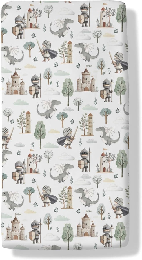 Cstdyfrv Cute Pastel Dragons Castle Knight Baby Crib Sheets Fantasy Dragons Trees Standard