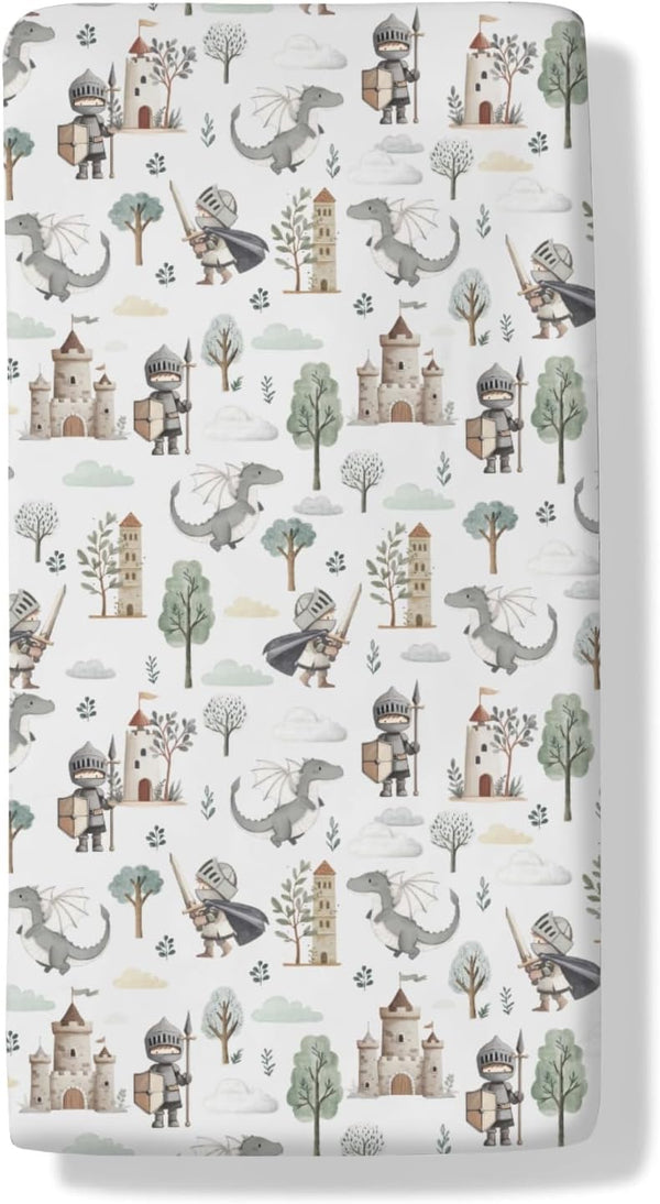 Cstdyfrv Cute Pastel Dragons Castle Knight Baby Crib Sheets Fantasy Dragons Trees Standard