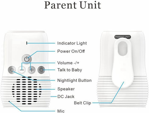 Kopinma 2-Way 2.4GHz Baby Audio Monitor Talk Baby Intercom Wireless Night Light Home Child Safety Device US-Plug Easy