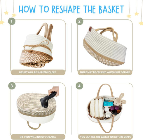 DECOMOMO XL Baby Caddy Organizer, Mother's Day Diaper Caddy Basket, Baskets for Baby Shower Gifts (Spiral Beige